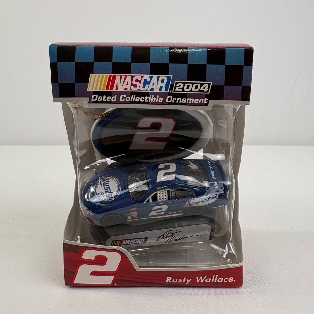 NASCAR 2004 Rusty Wallace #2 Dated Autographed Collectible Ornament Trevco NIB